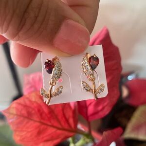 Red Tulip Zircon Drop Earring
